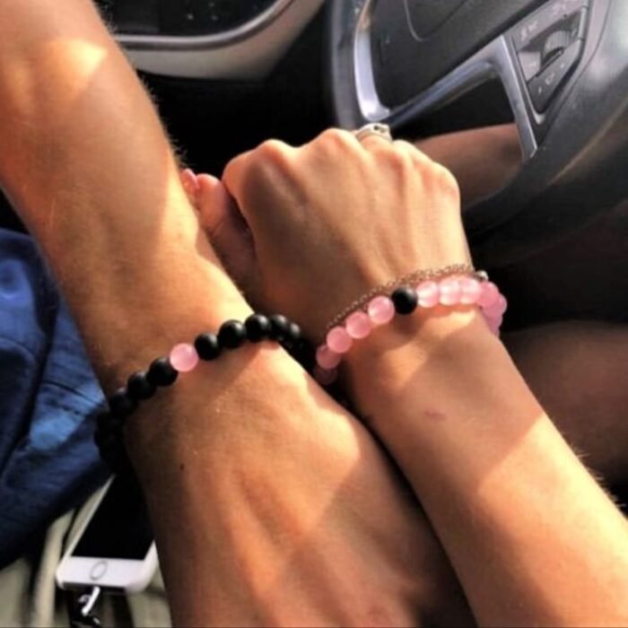 PULSERA PAREJAS  ONIX Y CUARZO ROSA - Imagen 1