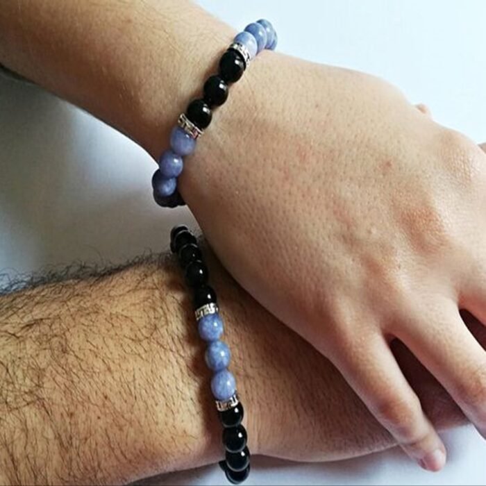 PULSERA PAREJAS  PIEDRA ÓNIX Y CALCEDONITA - Imagen 1