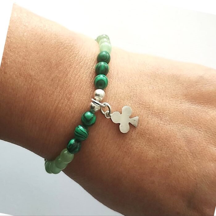 Pulsera Malaquita y Ojo de Gato Verde - Imagen 1